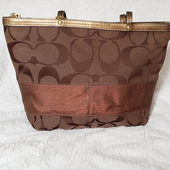 Coach Handbags - Coach Brown and Gold Tote Bag Purse